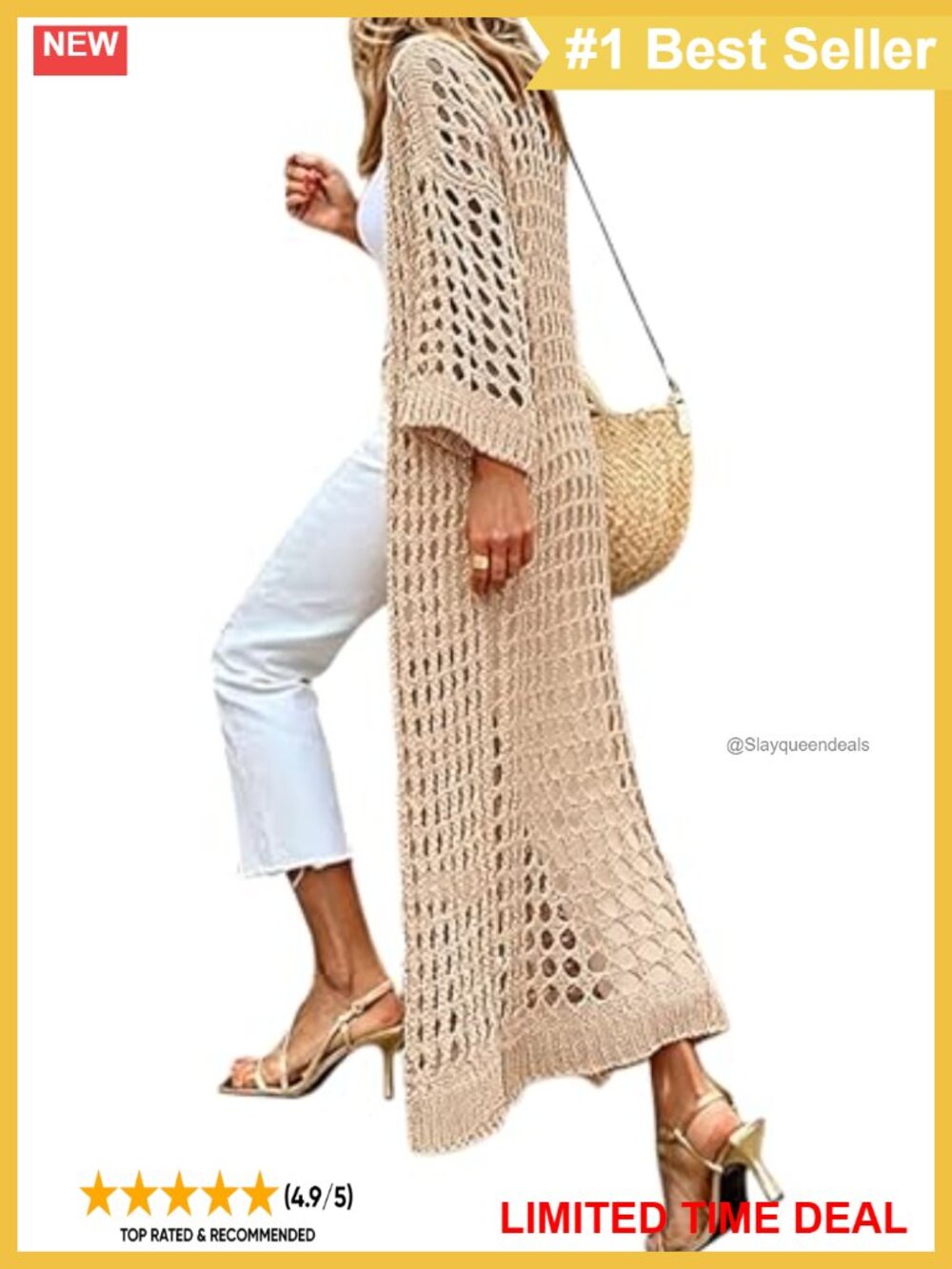 Lightweight Crochet Cardigan Long Open Front Kimono Sweater